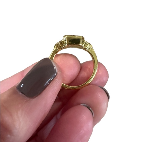 Minimalist Electroplated Gold Ring with Ruby Stone - Picture 7 of 7